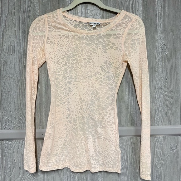 Express Tops - SOLD Sheer Pink Express Burn Out Long Sleeve Top Size XS